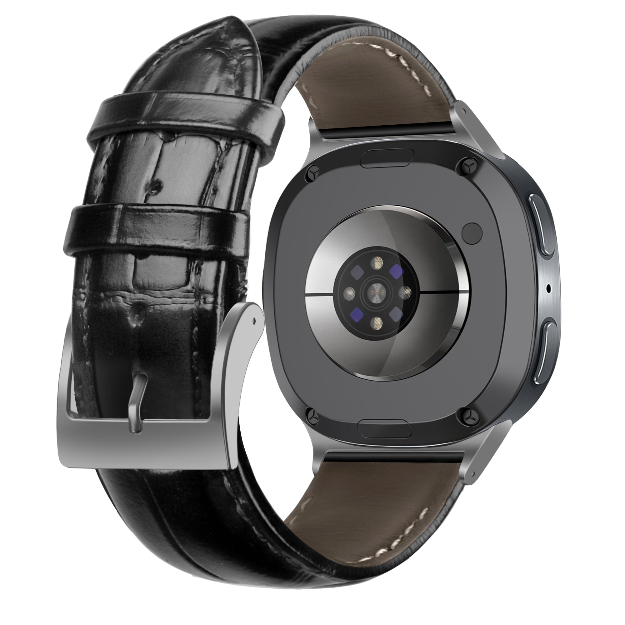 Samsung Galaxy Watch 8 - 44mm Leder Krokodil Armband (Schwarz)