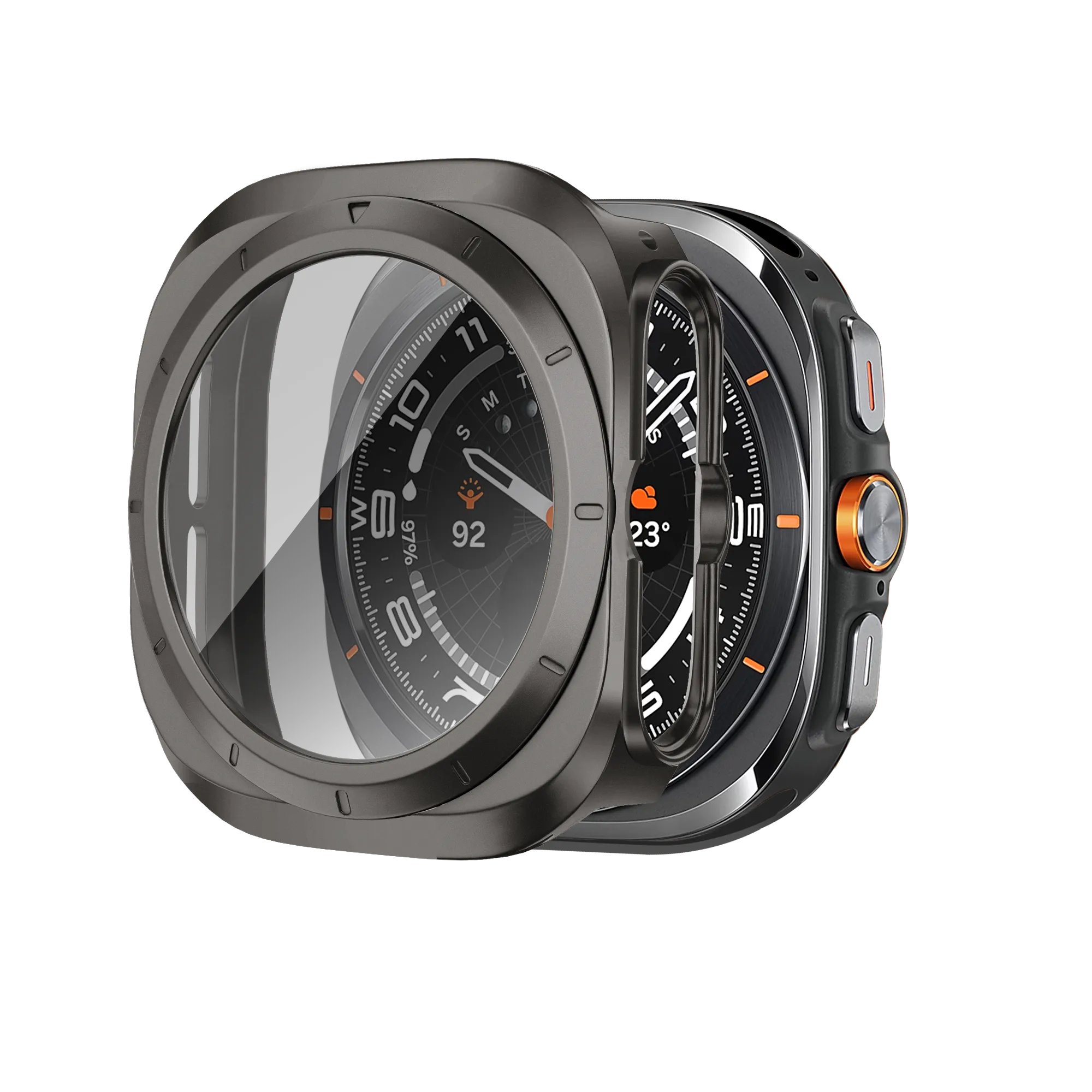 Bandz Samsung Galaxy Watch Ultra PC Case with Glass (Titanium Grey)