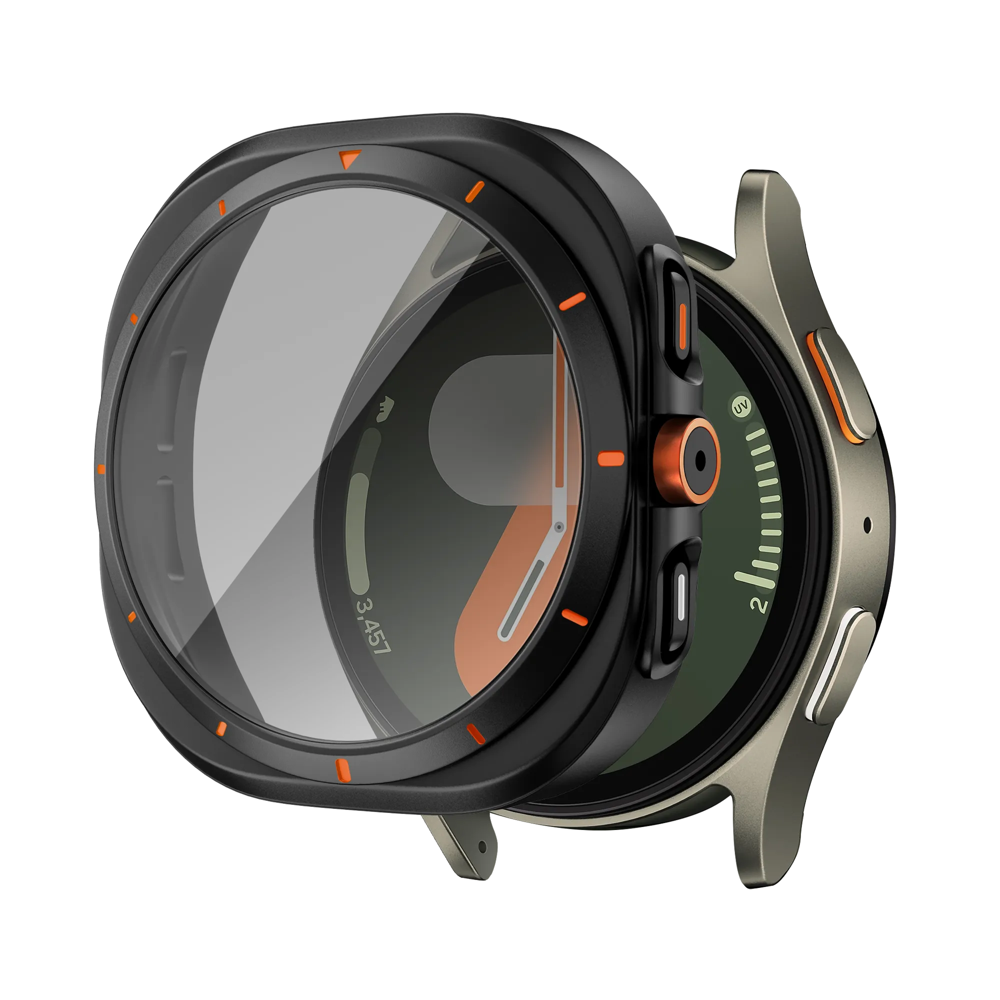 Bandz Samsung Galaxy Watch 7 - 44mm Square PC-Gehäuse mit Glass (Schwarz)