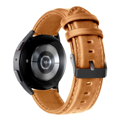 Bandz Pebble Round 2 - 20mm Lederarmband 'Classic' (Braun)