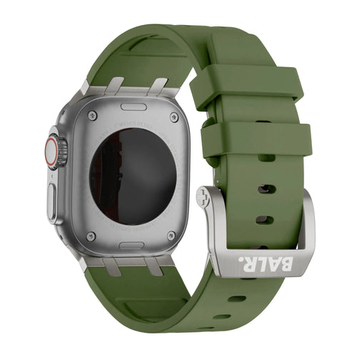 BALR. Apple Watch Ultra Liquid Silicone Strap (Green/Titanium)