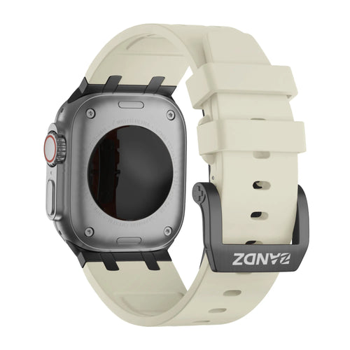 Bandz Apple Watch Silicone Strap 'Luxe Liquid' (Beige With Black)