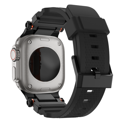 Bandz Apple Watch Silikonarmband 'Explorer' (Schwarz mit Schwarz)