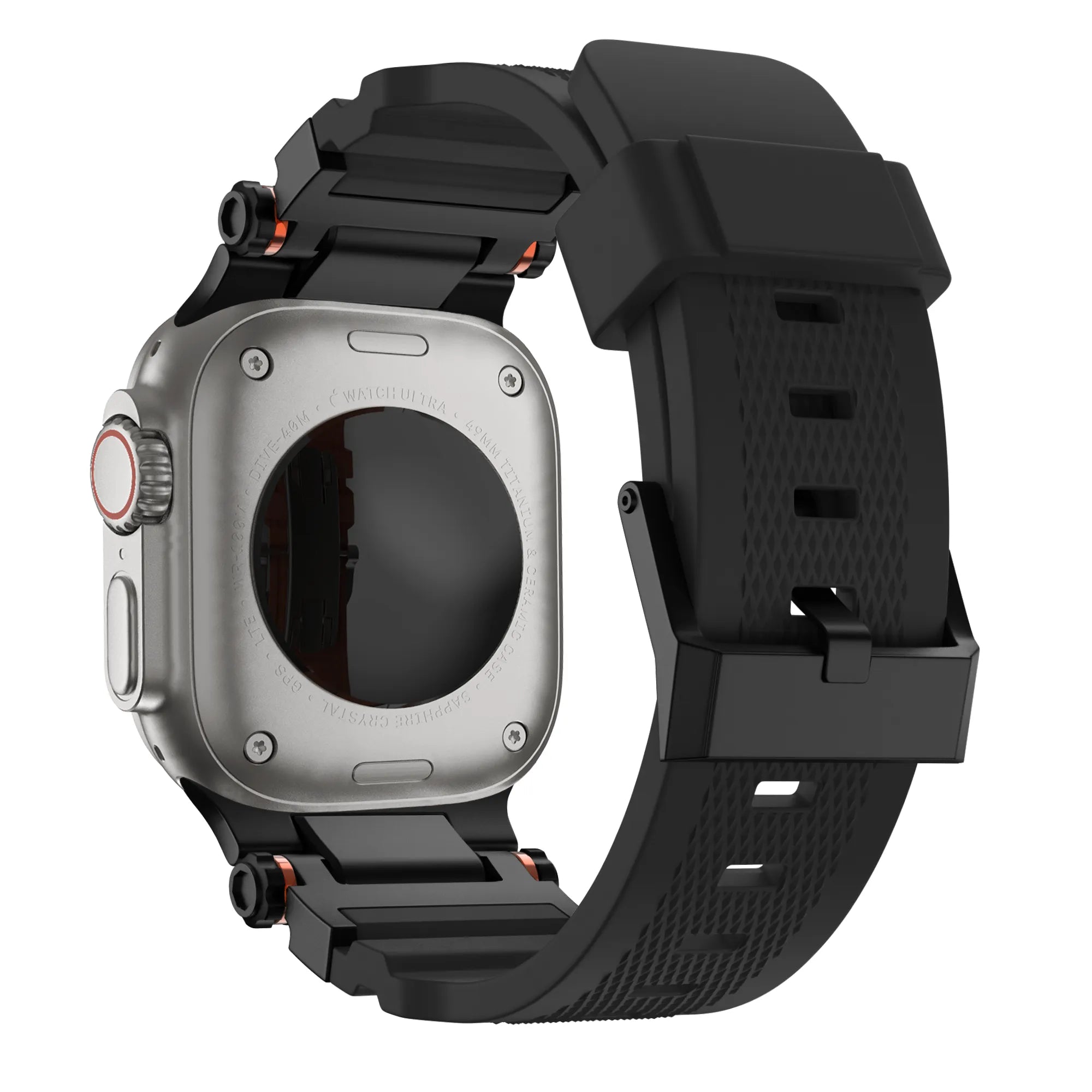 Bandz Apple Watch Silikonarmband 'Explorer' (Schwarz mit Schwarz)