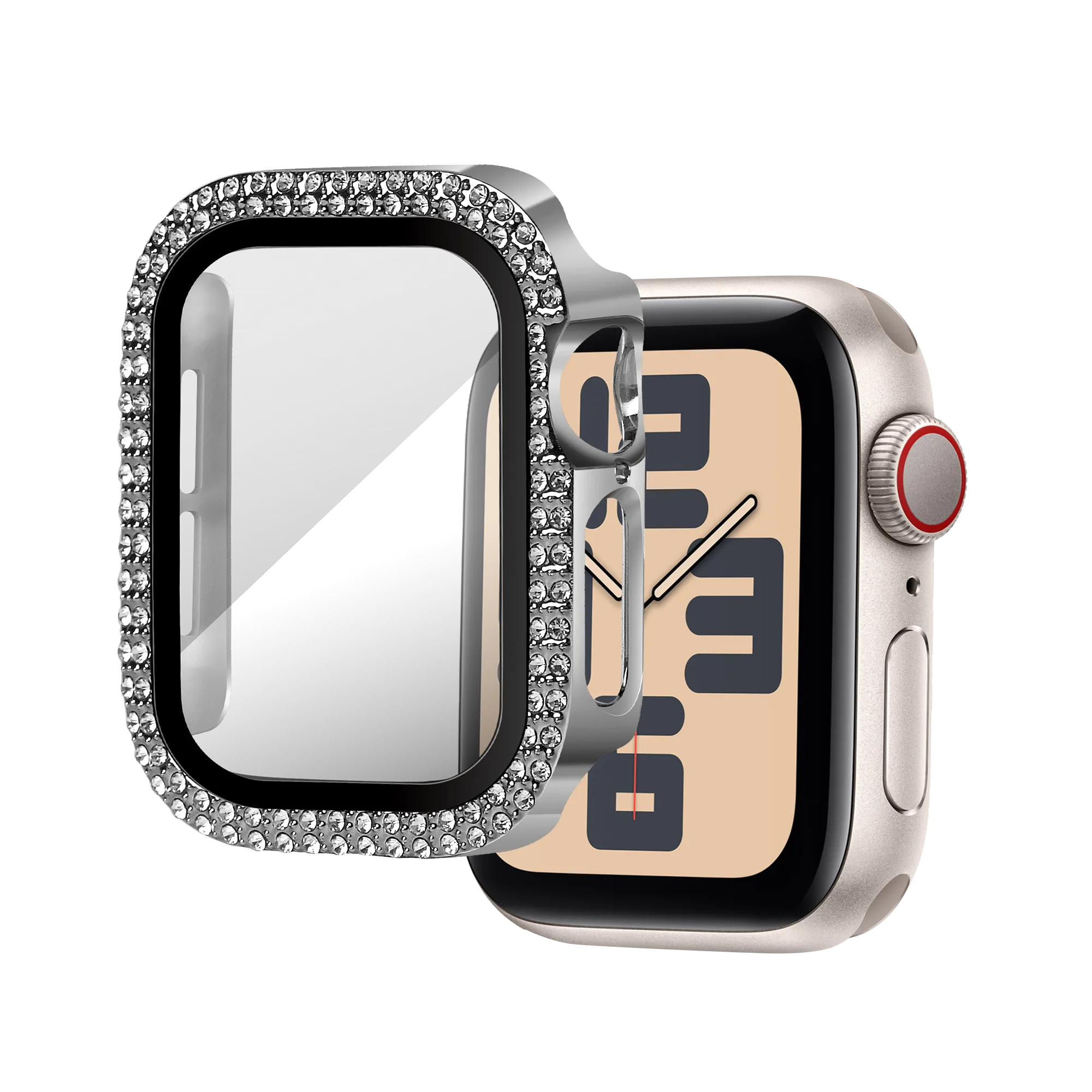 Bandz Apple Watch 10/11 - 42mm Diamond Hülle mit Glass (Silber)