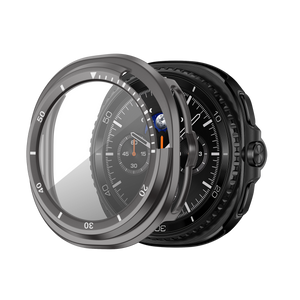 Bandz Samsung Galaxy Watch 8 Classic Bezel Cover mit Glas (Titan Grau/Weiß)