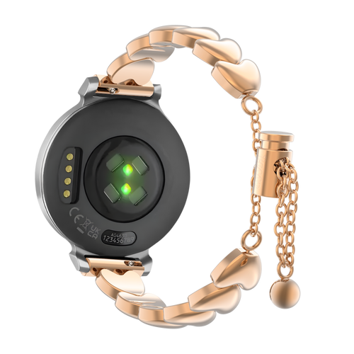 xoxo Wildhearts Pebble Round 2 - 14mm Steel Strap 'Hearts' (Rose Gold)