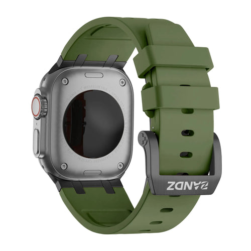 Bandz Apple Watch Silicone Strap 'Luxe Liquid' (Green With Black)