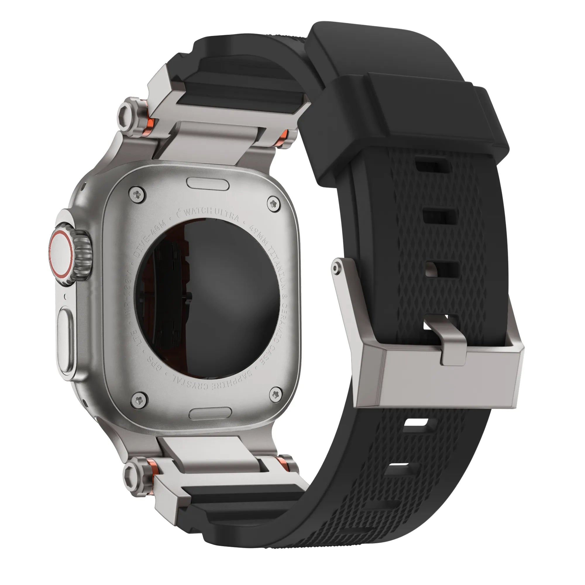 Bandz Apple Watch Silikonarmband 'Explorer' (Schwarz mit Titan)