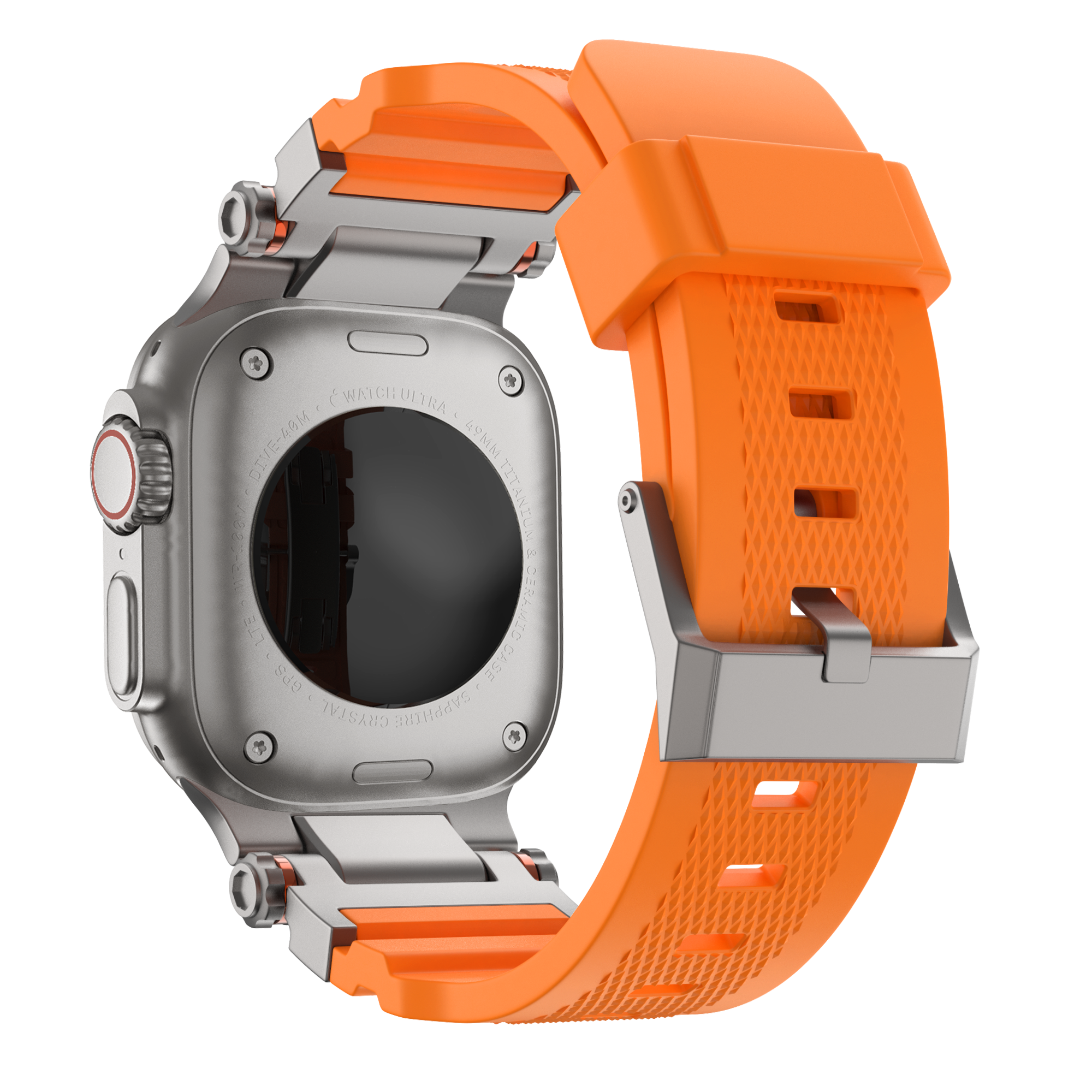 Bandz Apple Watch Silikonarmband 'Explorer' (Orange mit Titan)