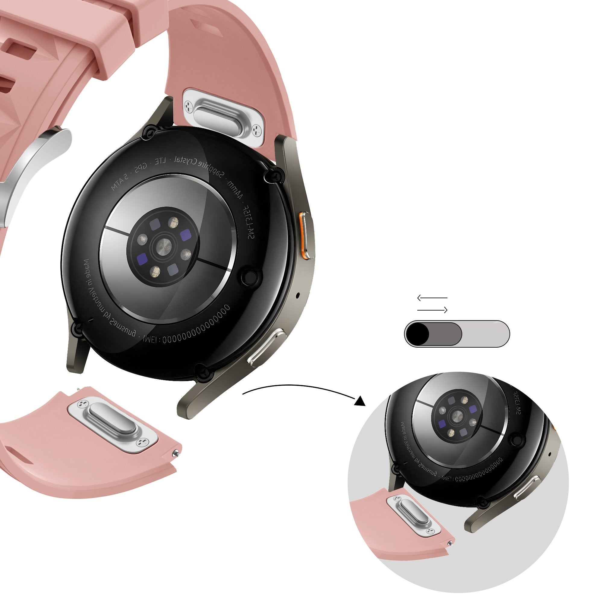 Bandz Fossil Gen 6 - 42mm Silikonarmband 'Easy Fit' (Rosa)