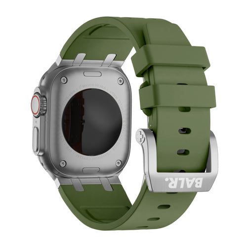 BALR. Apple Watch Ultra Liquid Silicone Strap (Green/Silver)