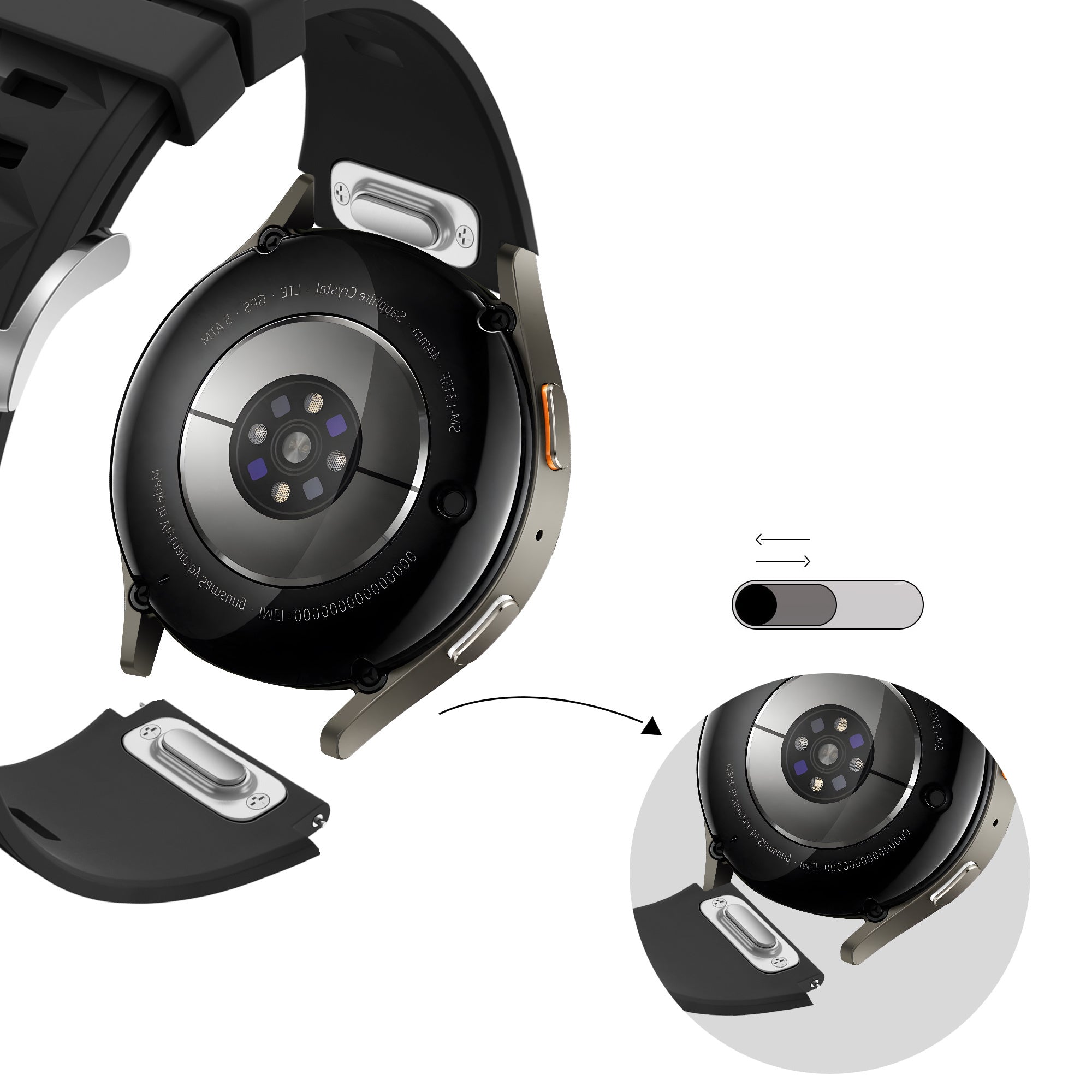 Bandz Huawei Watch GT 5 Pro - 42mm Silikonarmband 'Easy Fit' (Schwarz)