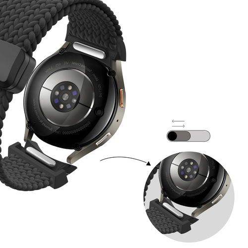 Bandz Samsung Galaxy Watch 4 Classic 42mm Geflochtenes Armband 'Easy Fit' (Schwarz)