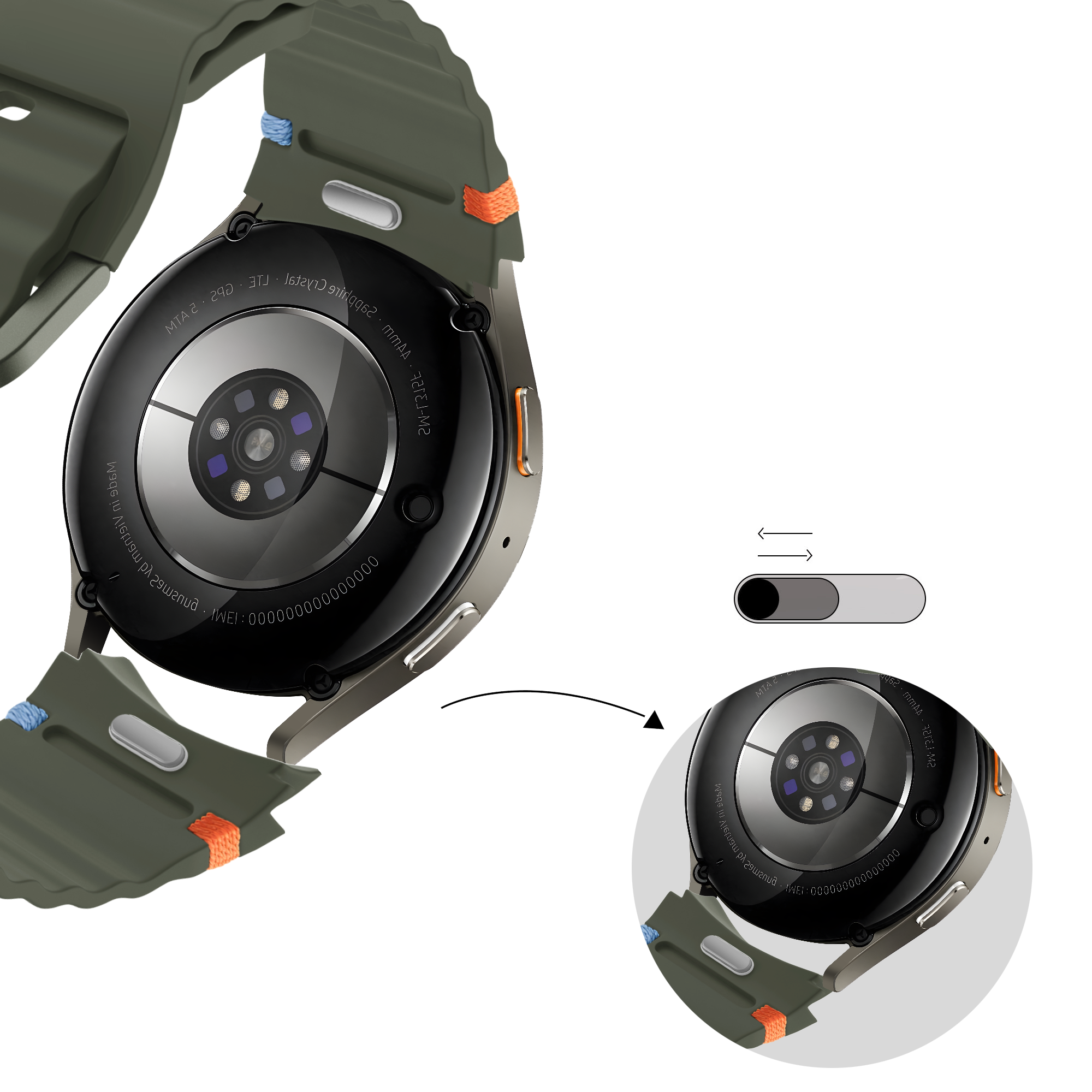 Bandz Samsung Galaxy Watch 4 Classic 46mm Wave Strap 'Easy Fit' (Green)