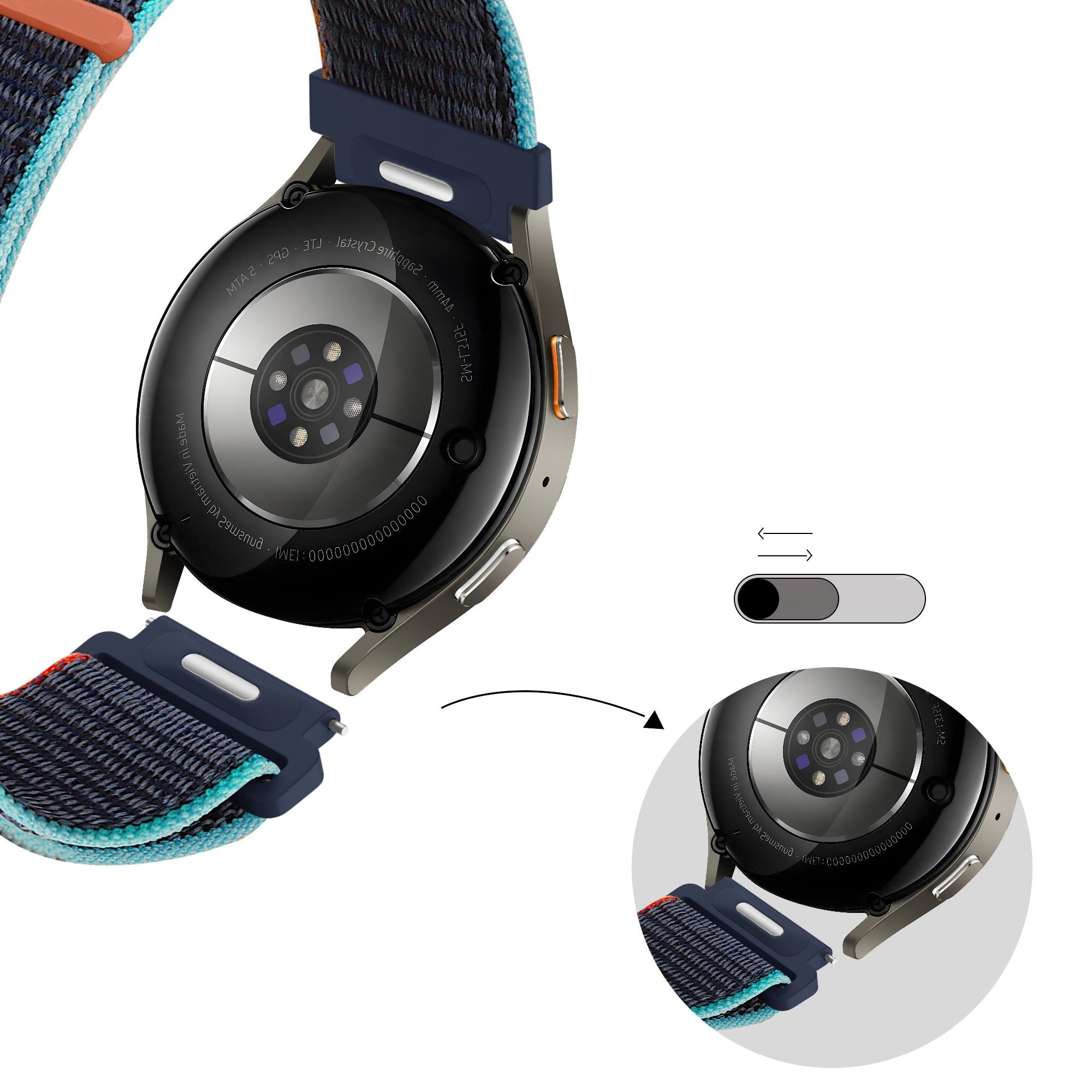 Bandz Suunto 5 Peak Nylonarmband 'Easy Fit' (Dunkel Blau Mix)