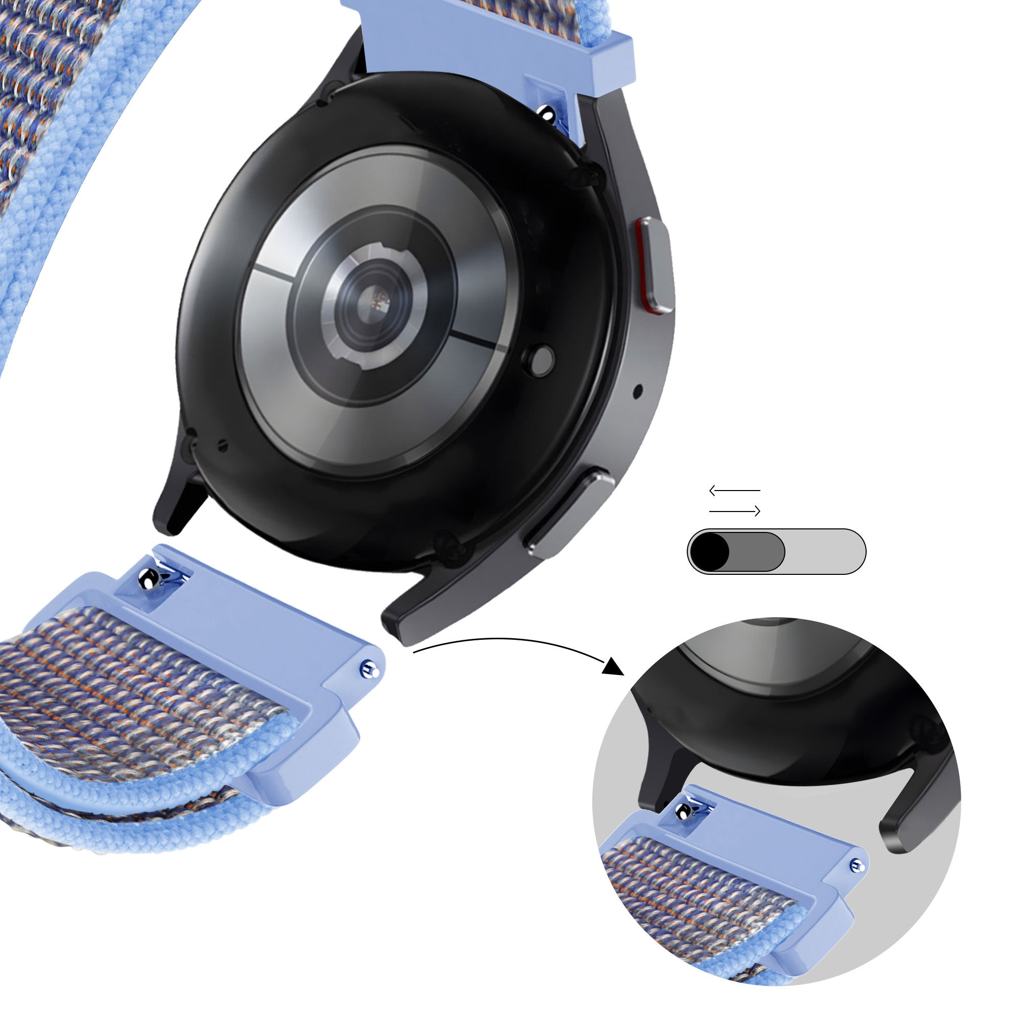 Bandz Garmin Vivomove Trend Nylon Loop Armband (Azurblau)