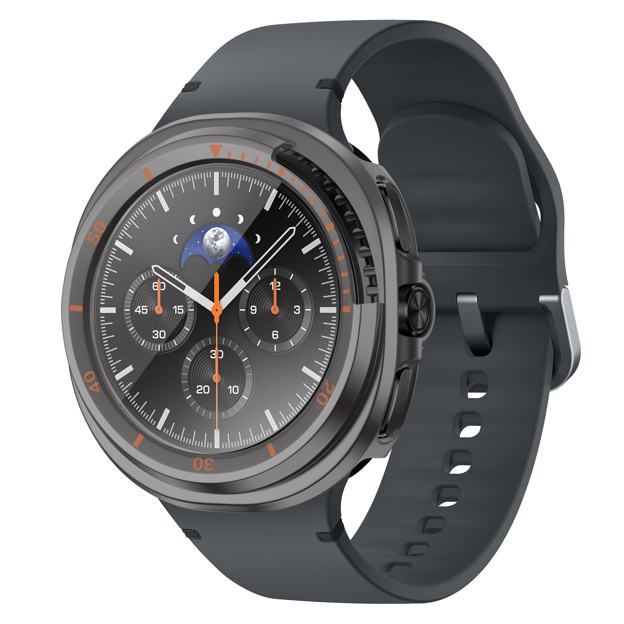 Bandz Samsung Galaxy Watch 8 Classic Bezel Cover mit Glas (Titan Grau/Orange)