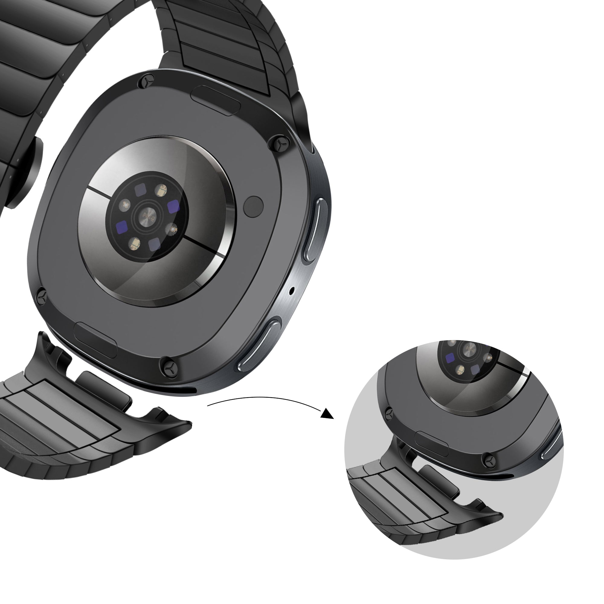 Bandz Samsung Galaxy Watch 8 - 40mm Stahlarmband 'One Bead' (Schwarz)