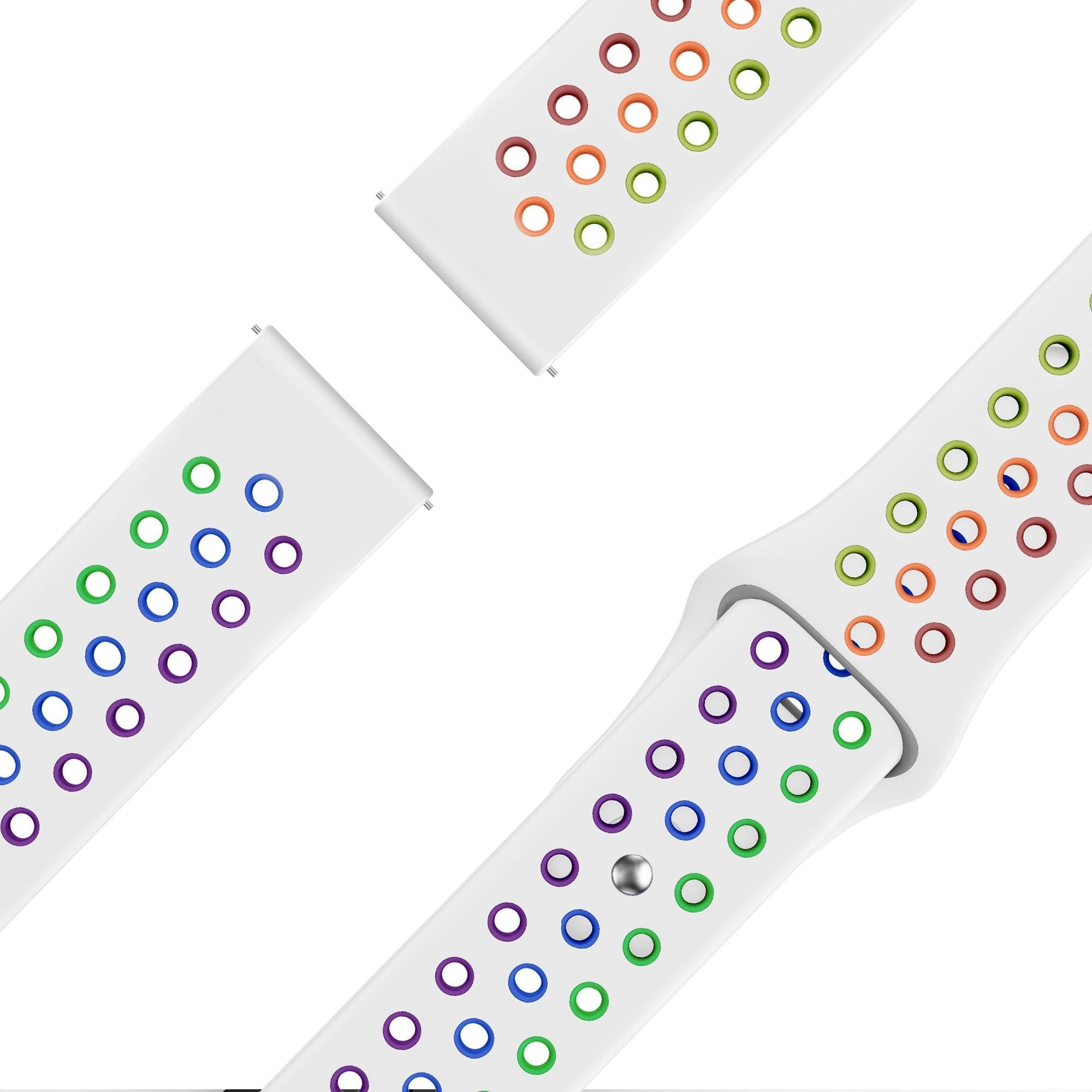Bandz Coros Apex 42mm Sportarmband 'Deluxe' (Weiß/Regenbogen)
