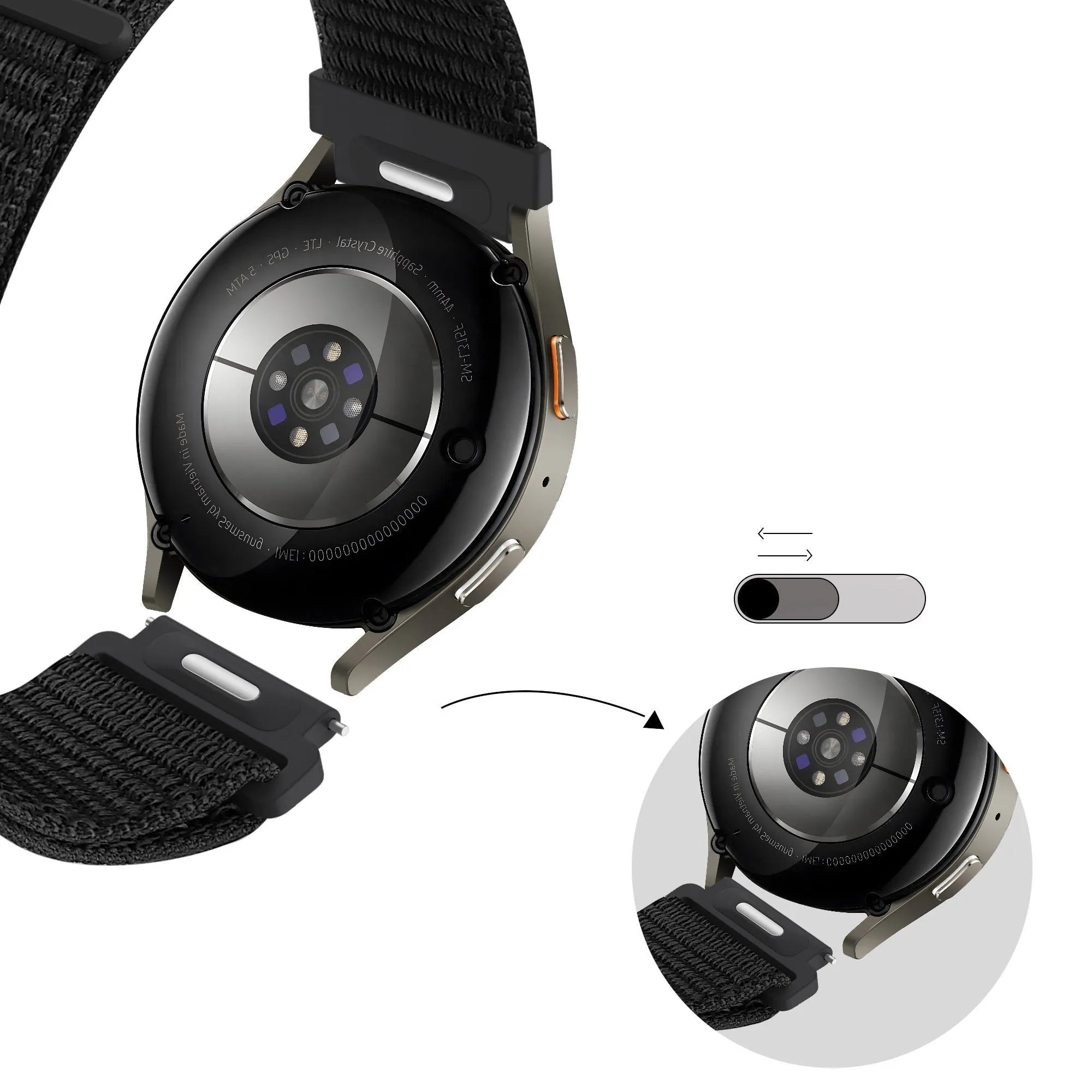 Bandz Oppo Watch X2 Nylonarmband 'Easy Fit' (Schwarz)