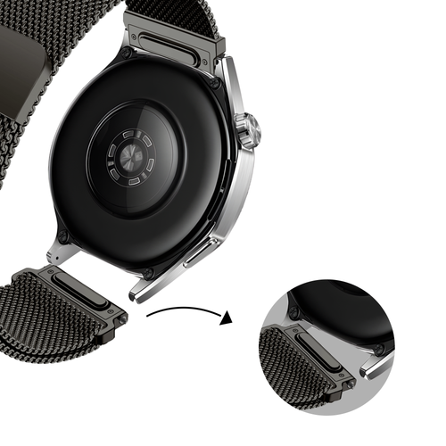 Bandz Oppo Watch X2 'One Push' Milanese Strap (Titanium Grey)