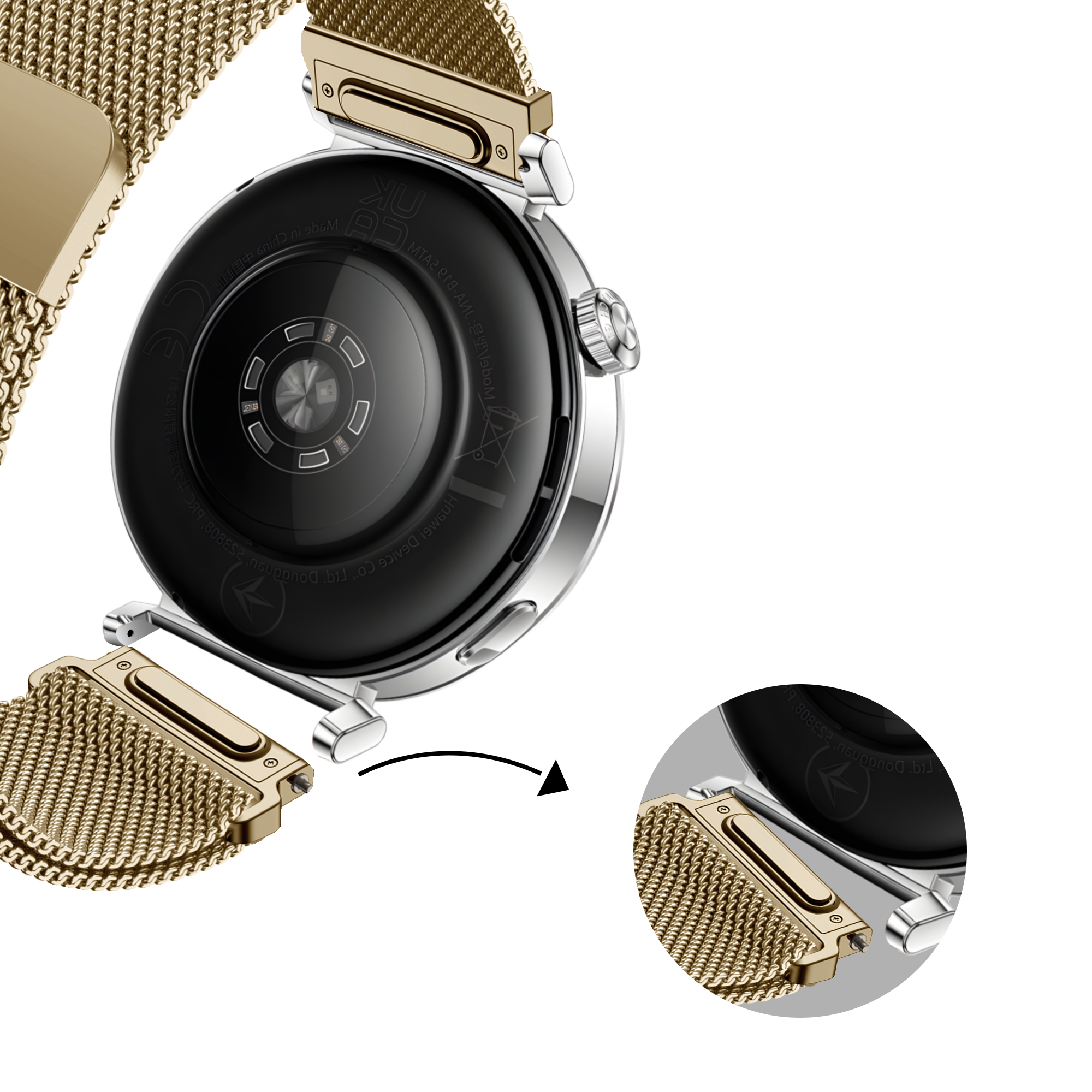 Bandz Huawei Watch GT 5 Pro - 42mm Milanese Armband 'Easy fit' (Gold)