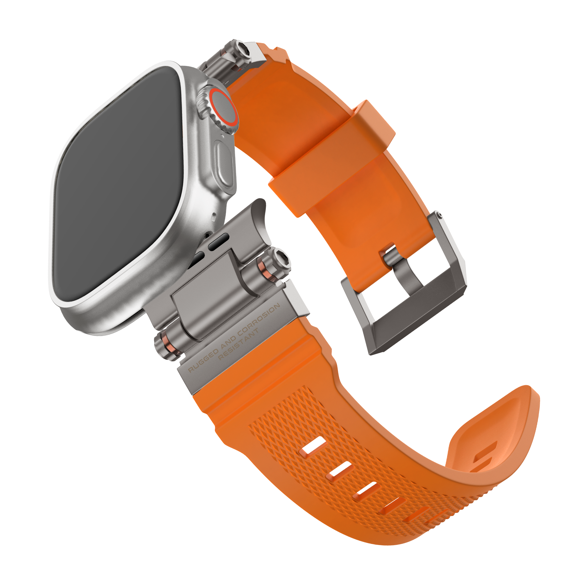 Bandz Apple Watch Silikonarmband 'Explorer' (Orange mit Titan)