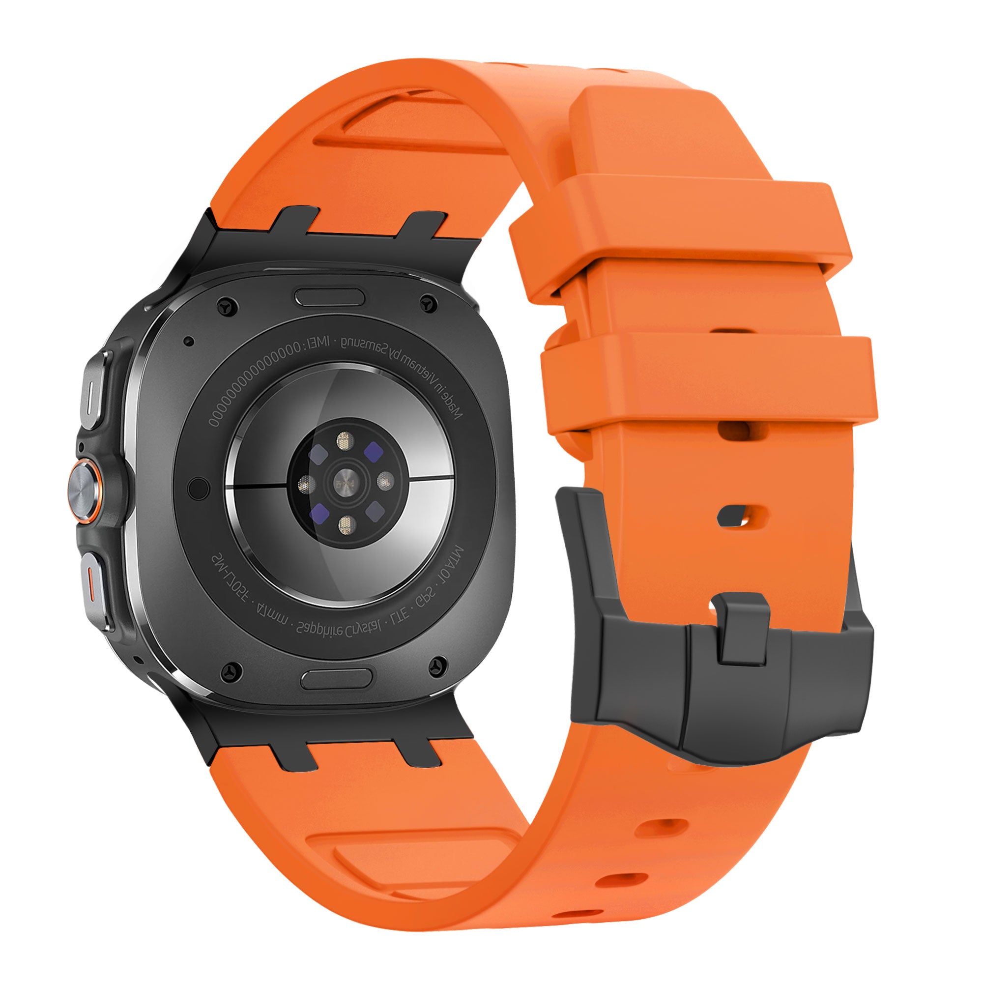 Bandz Samsung Galaxy Watch Ultra Silikonarmband 'Luxe Liquid' (Orange mit Schwarz)