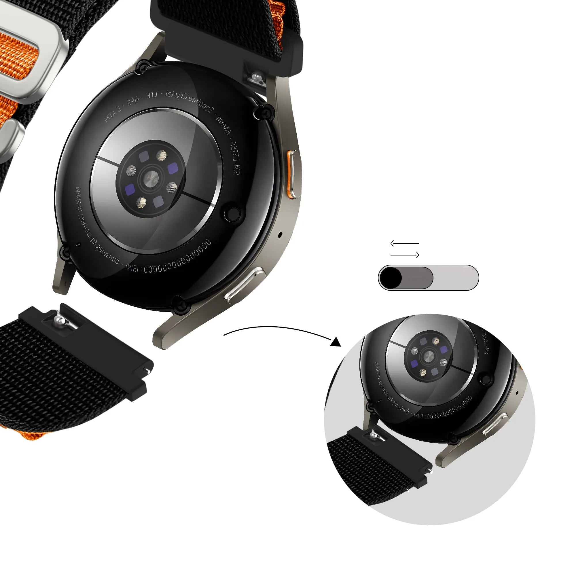 Bandz Xiaomi Amazfit Bip Alpine Nylon Strap (Black/Orange)