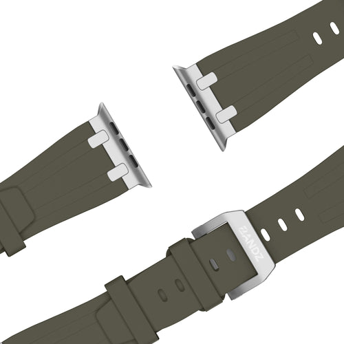 Bandz Apple Watch Ultra Silikonarmband Luxus Liquid (Braun mit Silber)