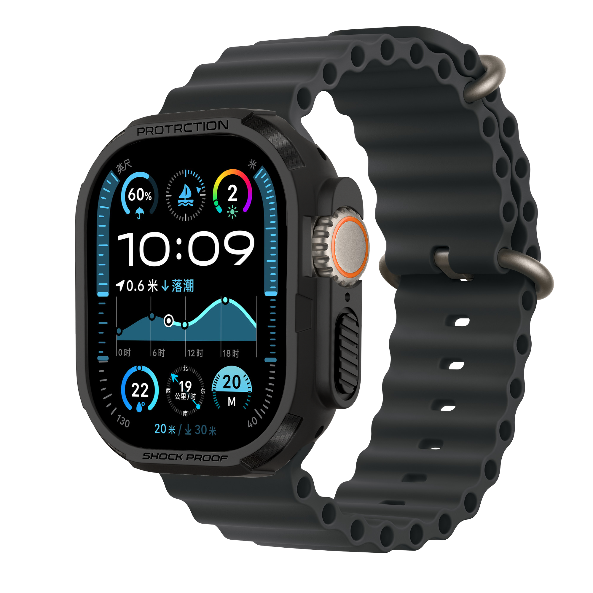 Bandz Apple Watch Ultra - 49mm robustes TPU-Hülle (Schwarz)