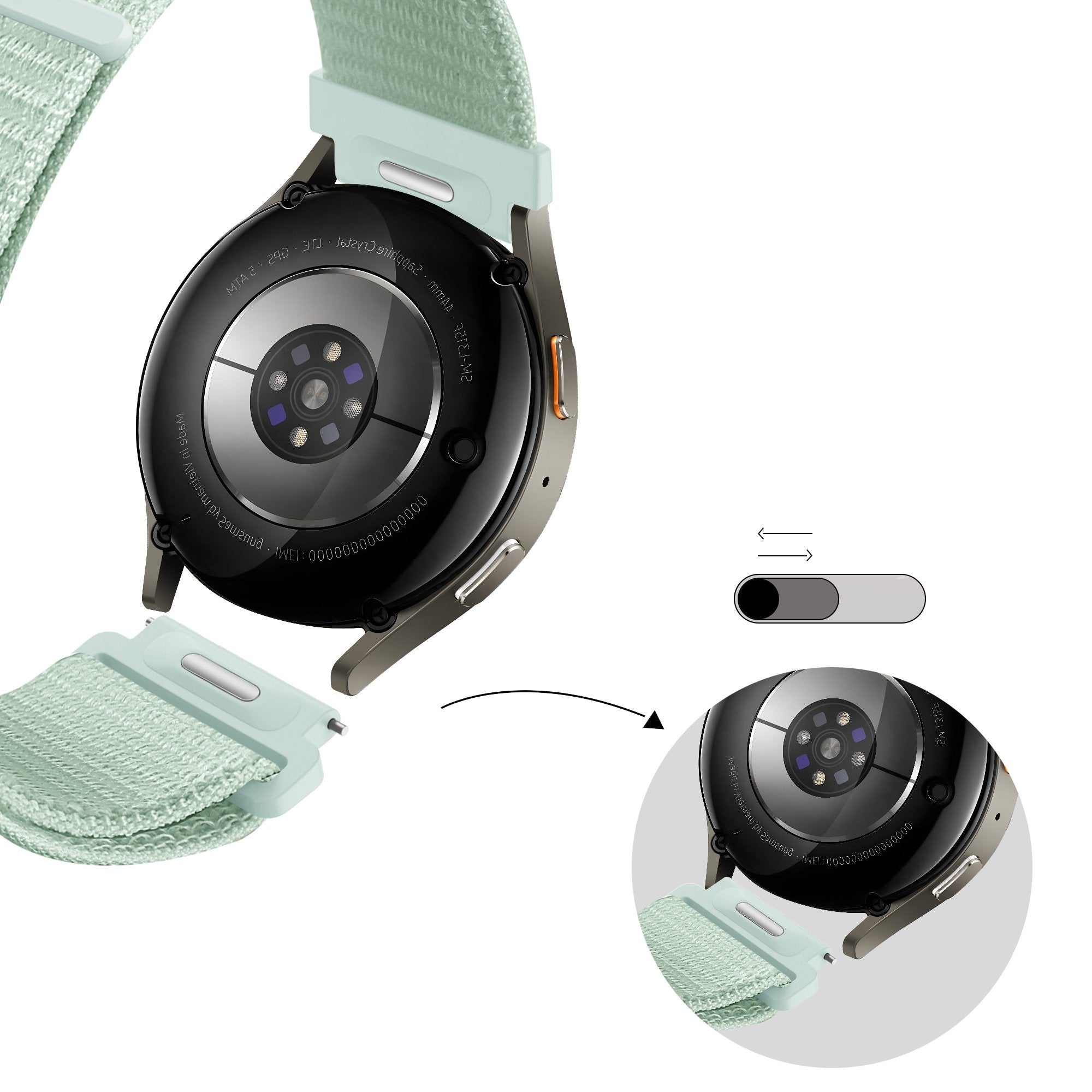 Bandz Whitings ScanWatch 2 - 42mm Nylonarmband 'Easy Fit' (Hell Grün)