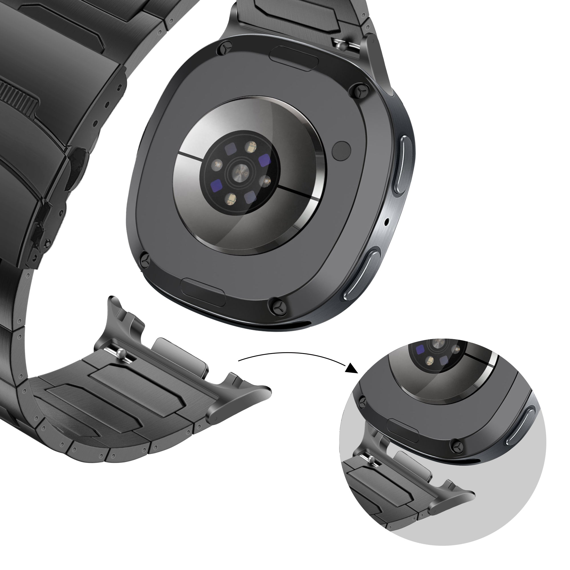 Bandz Samsung Galaxy Watch 8 Classic Titan-Armband 'Deluxe' (Schwarz)