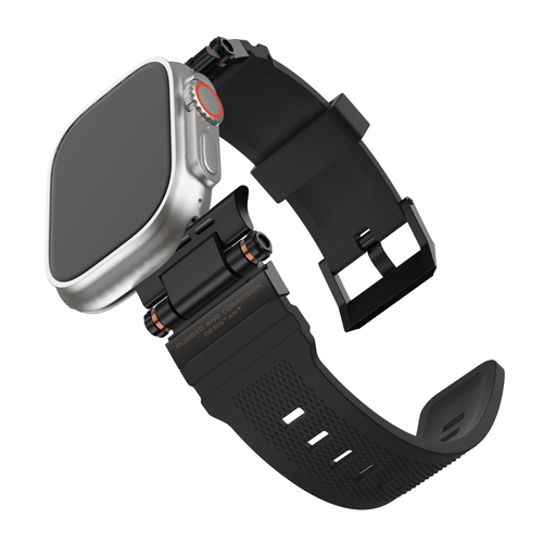 Bandz Apple Watch Silikonarmband 'Explorer' (Schwarz mit Schwarz)