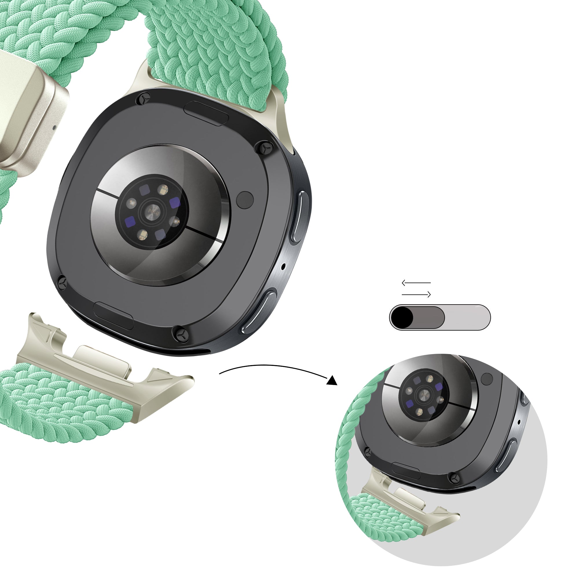 Bandz Samsung Galaxy Watch 8 Classic Magnetisches Geflochtenes Armband (Mintgrün)