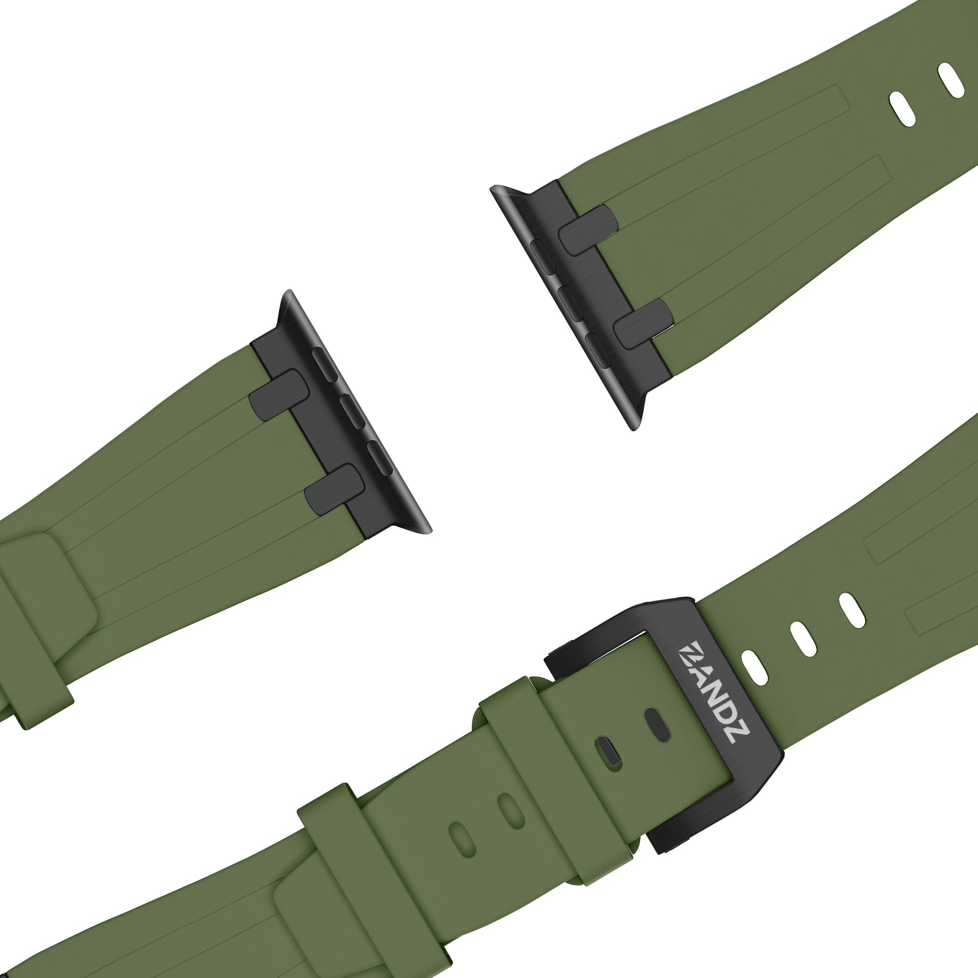 Bandz Apple Watch Silicone Strap 'Luxe Liquid' (Green With Black)