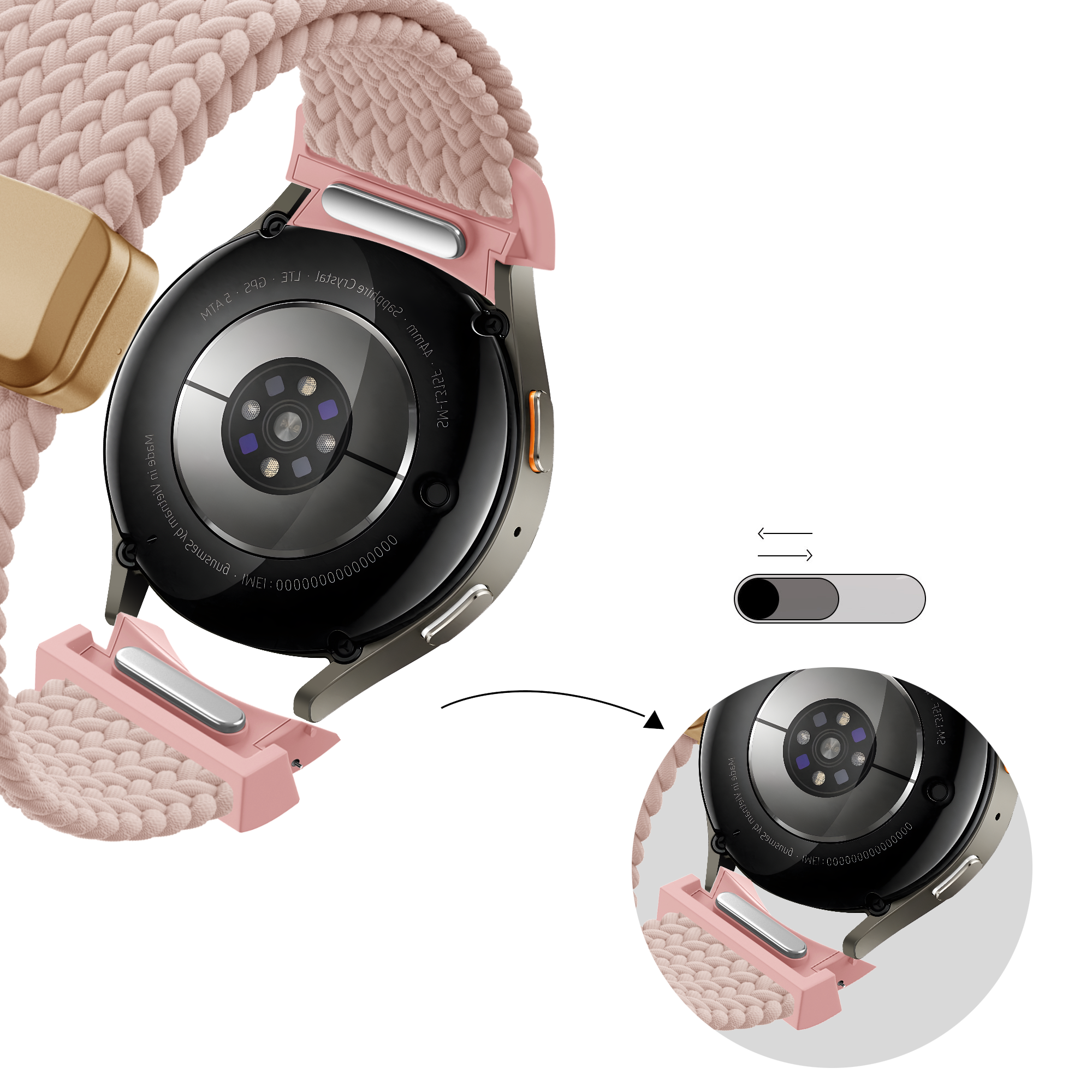 Bandz Samsung Galaxy Watch 5 - 40mm Geflochtenes Armband 'Easy Fit' (Rosa)