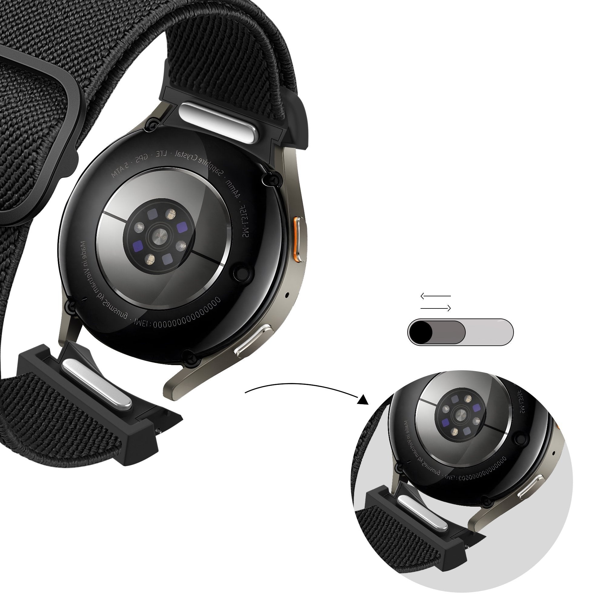 Bandz Samsung Galaxy Watch 6 - 44mm Elastisches Armband 'Easy Fit' (Schwarz)