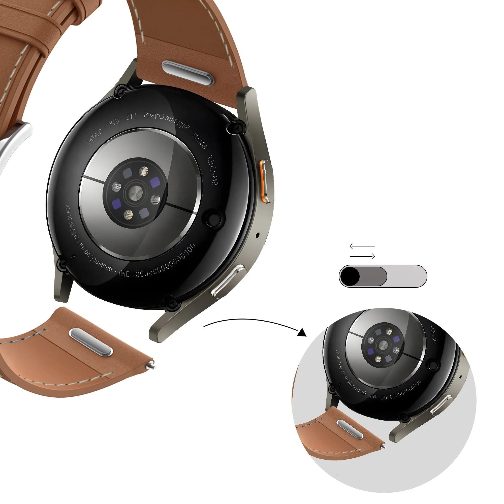 Bandz Amazfit Balance 2 Leather Strap 'Easy fit' (Brown)