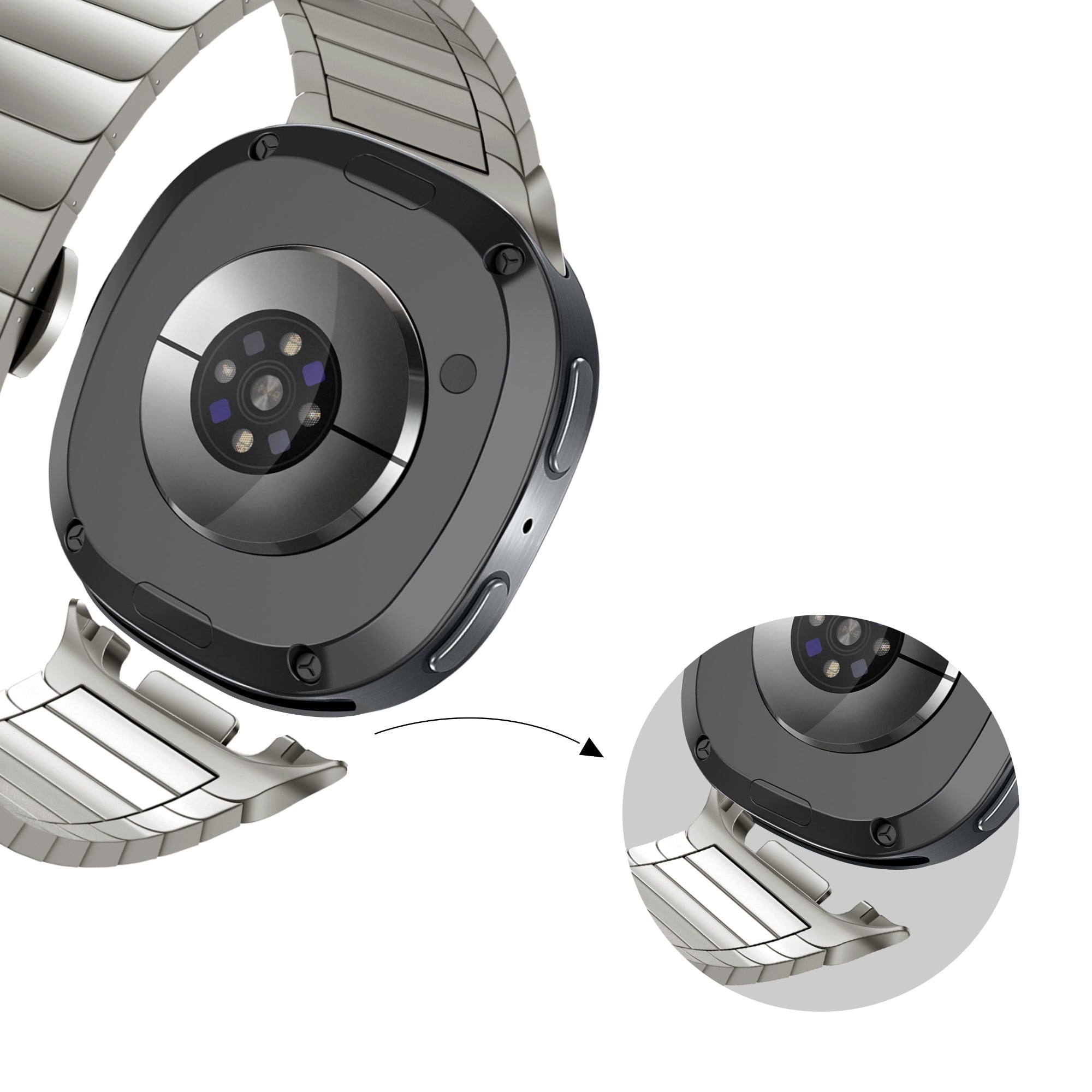 Bandz Samsung Galaxy Watch 8 - 40mm Stahlarmband 'One Bead' (Titan)