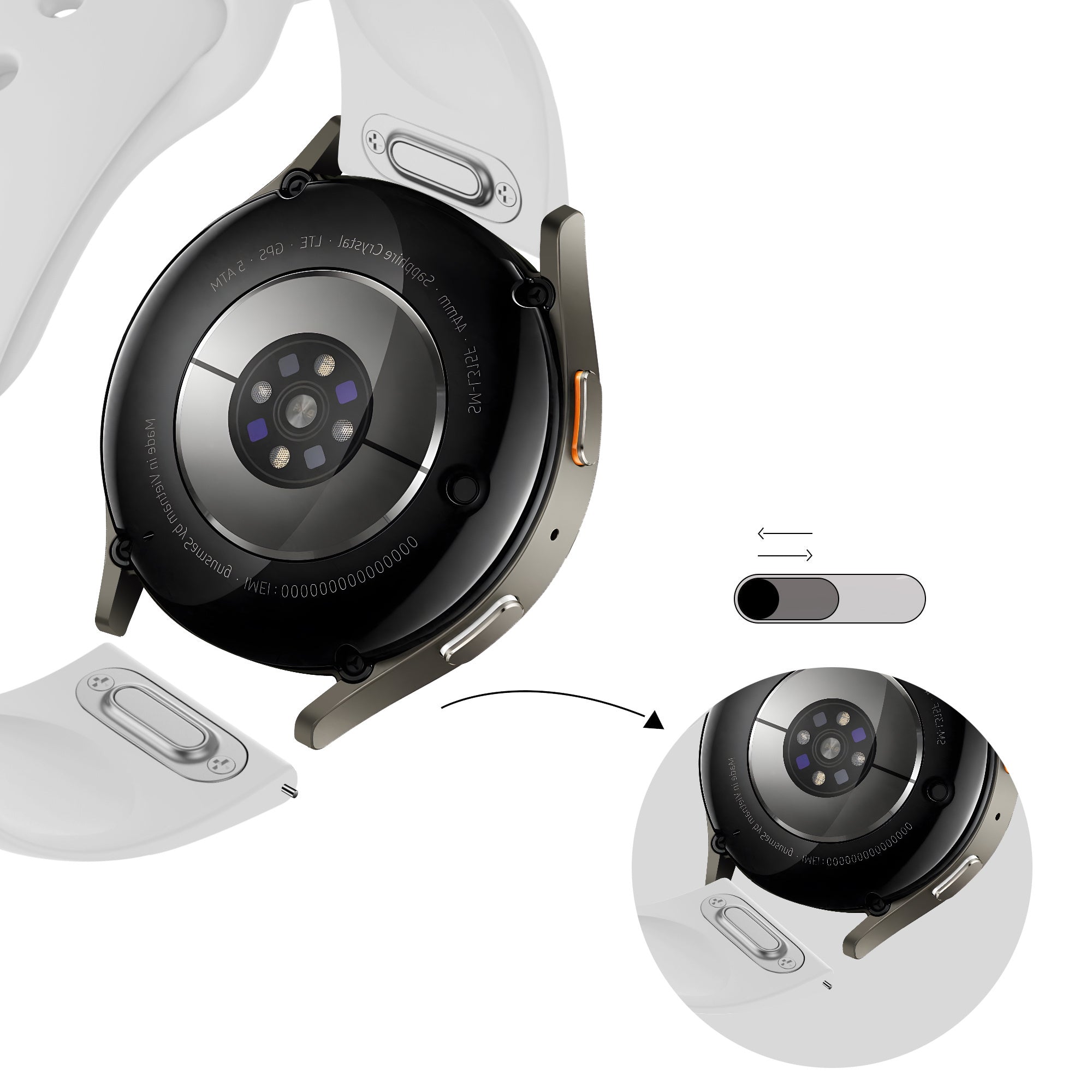 Bandz Samsung Galaxy Watch 7 - 44mm Sport Strap 'Easy Fit' (White)