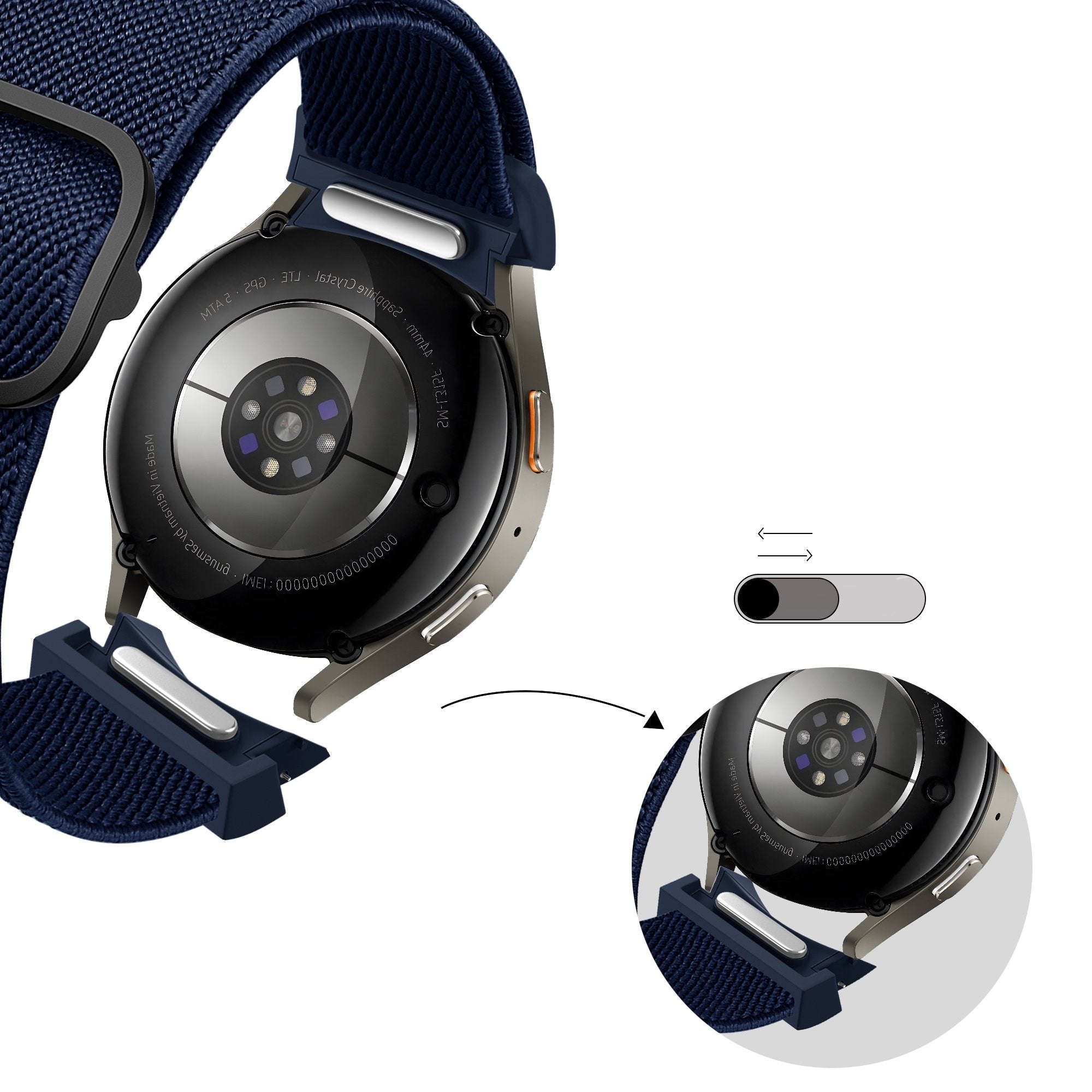 Bandz Samsung Galaxy Watch 5 - 40mm Elastisches Armband 'Easy Fit' (Dunkel Blau)