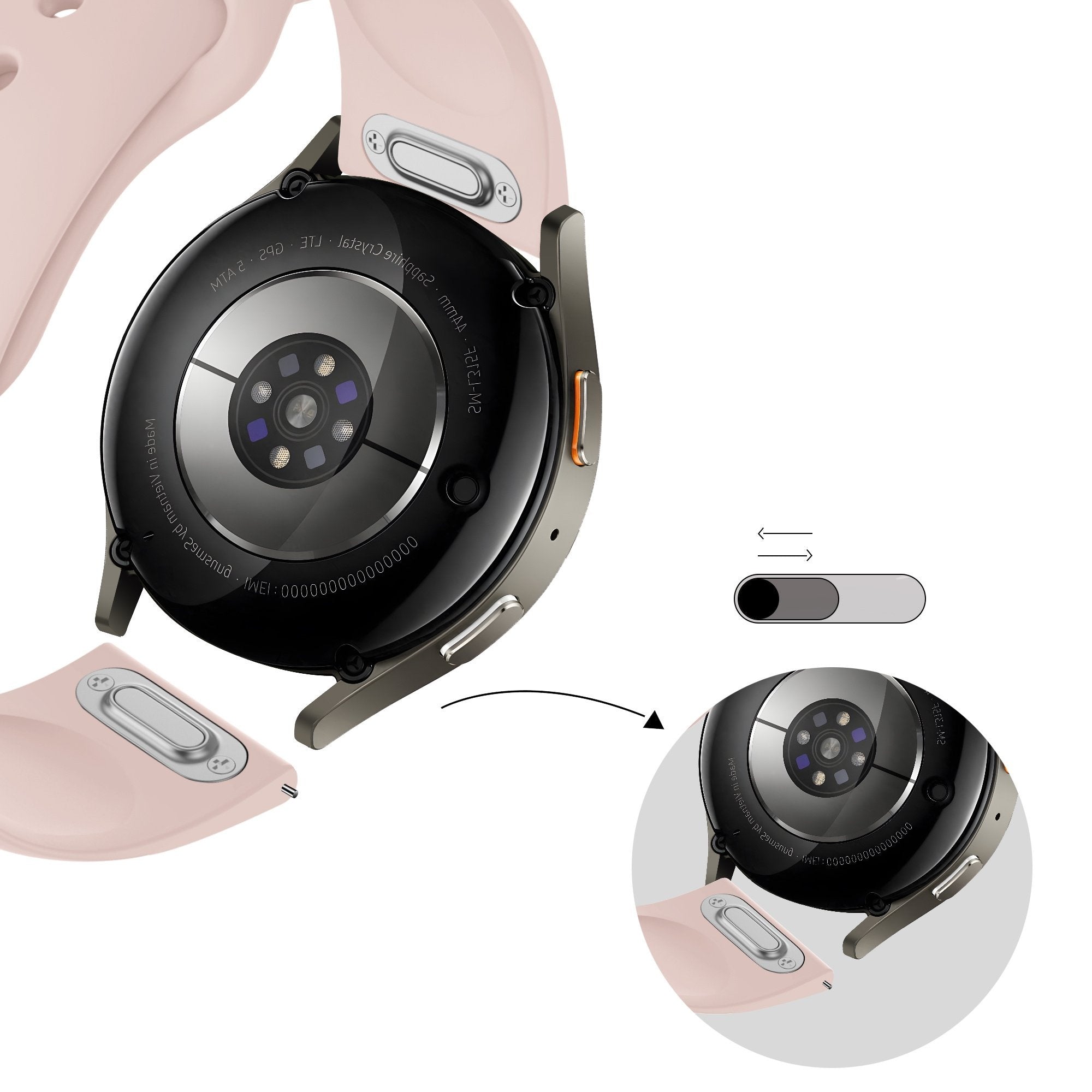 Bandz Fossil Gen 5e - 42mm Sport Armband 'Easy Fit' (Hell Rosa)