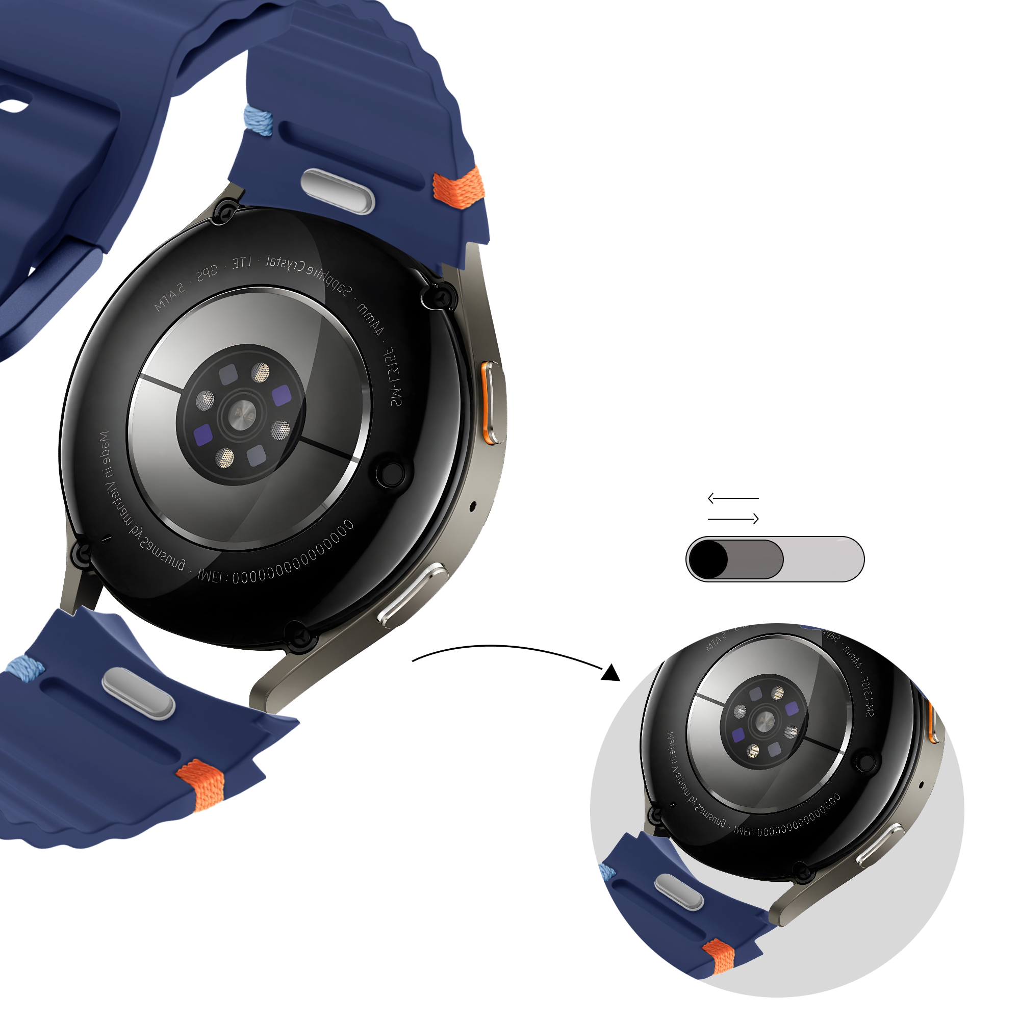 Bandz Samsung Galaxy Watch 5 Pro Wave-Armband 'Easy Fit' (Dunkel Blau)