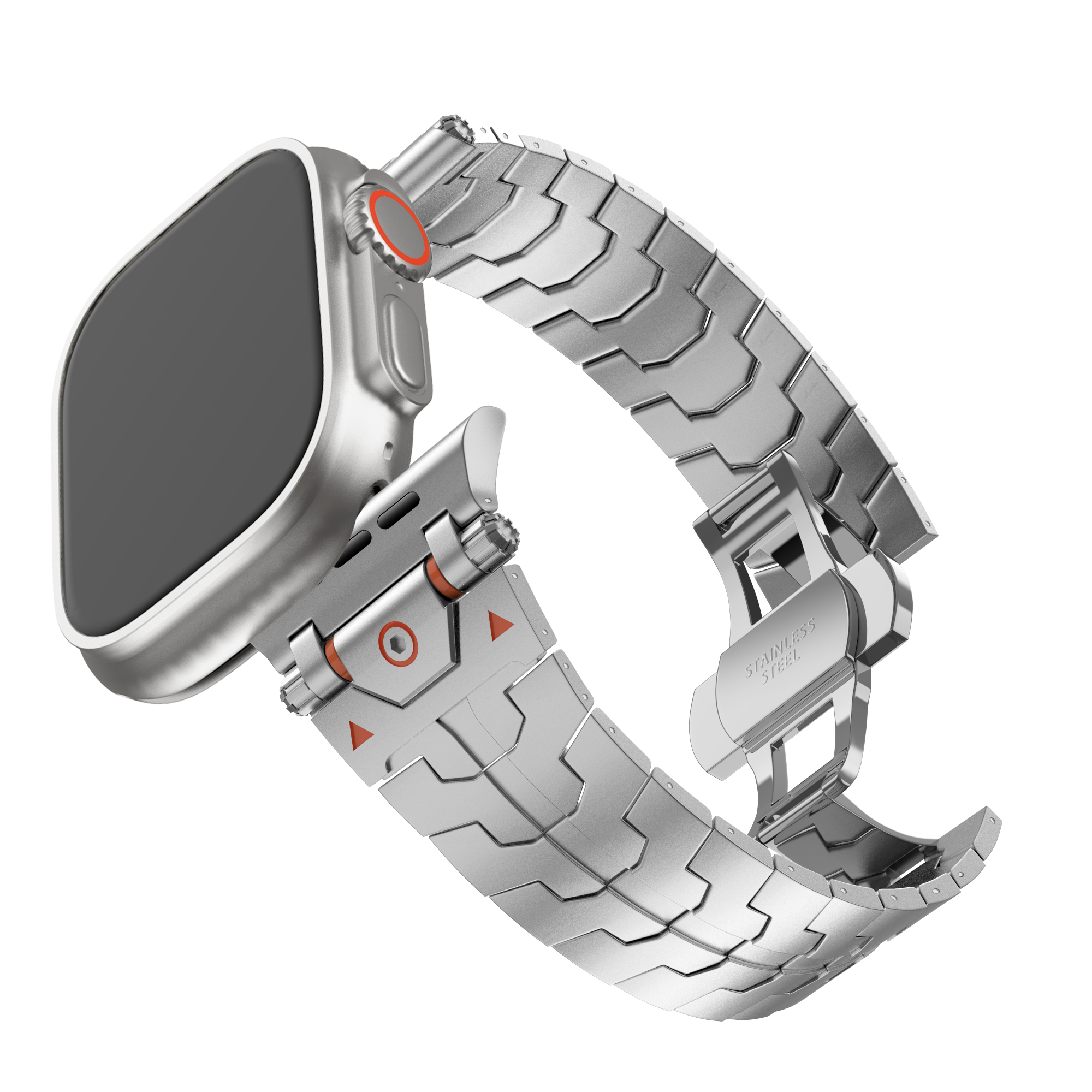 Bandz Apple Watch Gebürstetes Metallarmband 'Deluxe' (Silber)