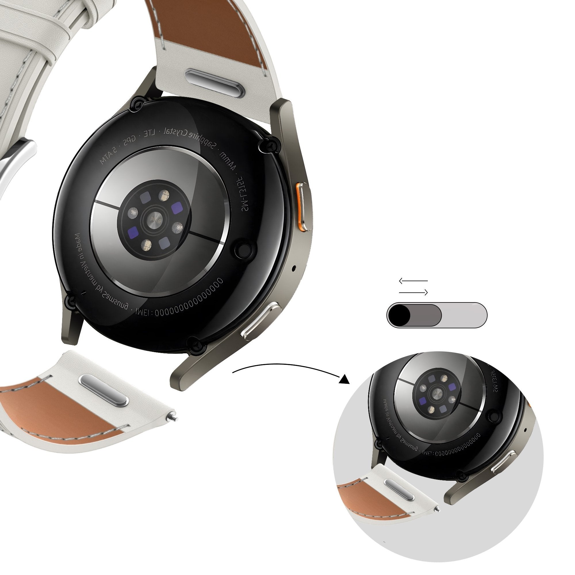 Bandz Whitings ScanWatch Hell Lederarmband 'Easy Fit' (Weiß)