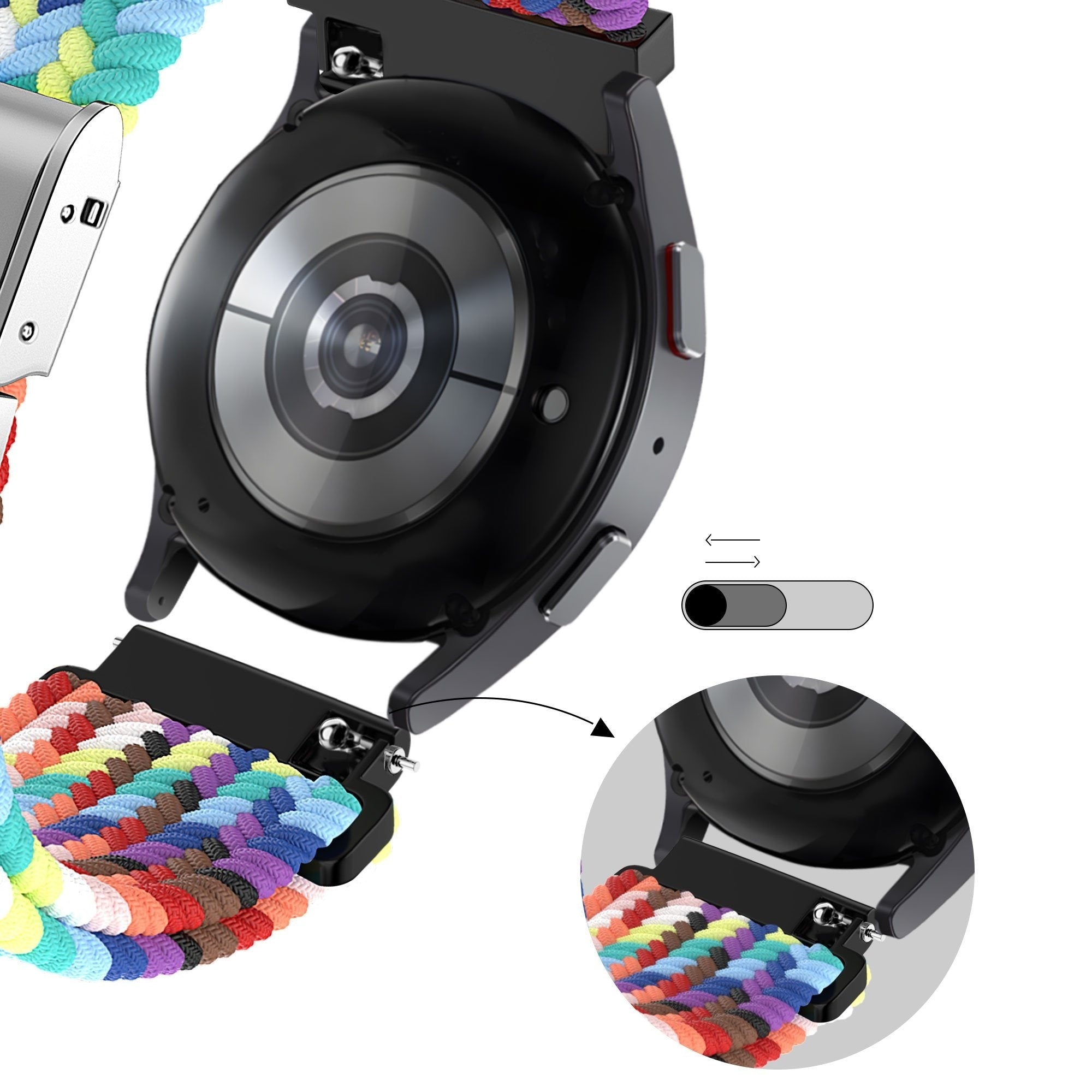 Bandz Amazfit Active 2 geflochtenes Nylon Band (Regenbogen)