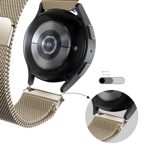 Bandz Pebble Round 2 - 20mm Milanese Loop Armband (Champagner Gold)