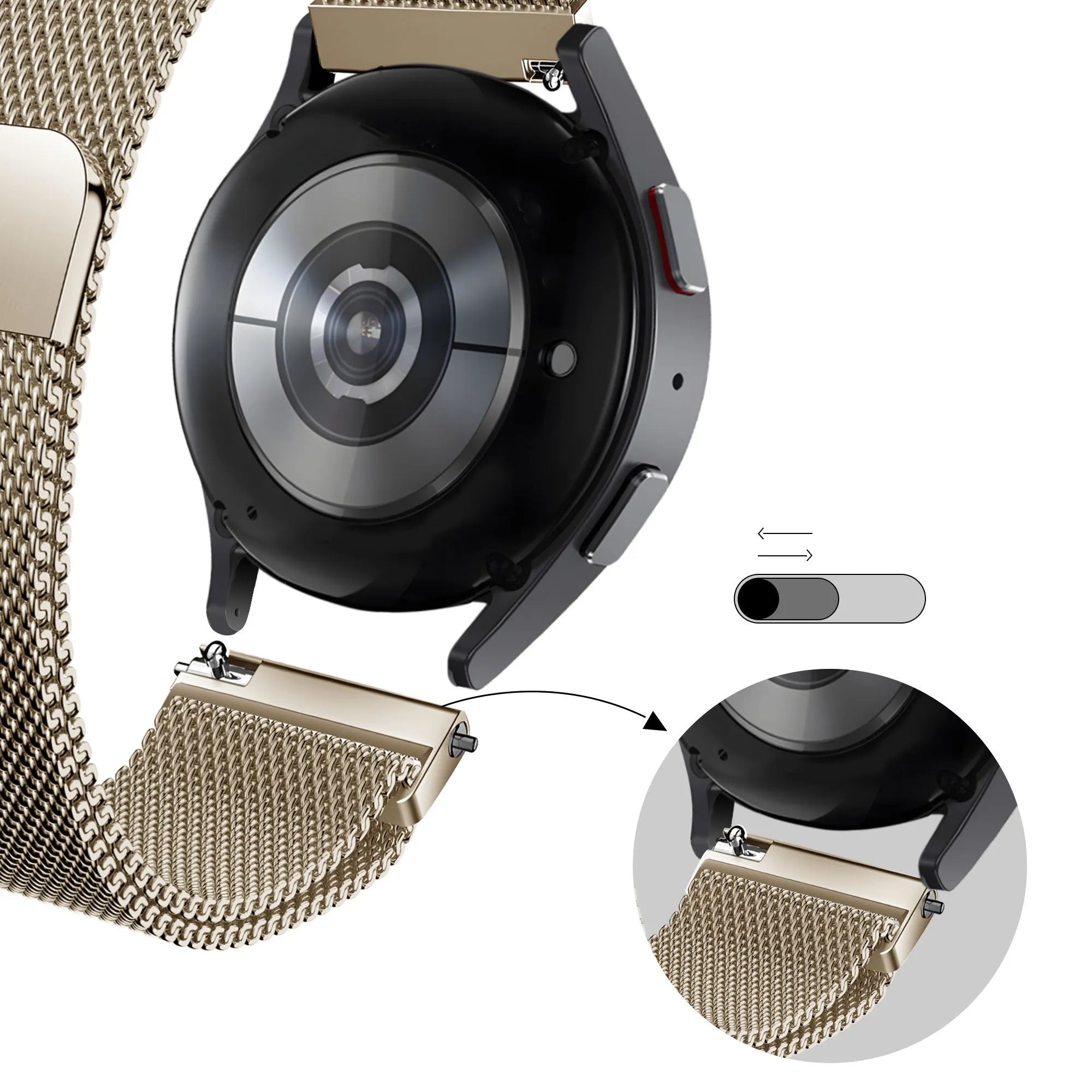 Bandz Gard Pro Health Smartwatch 3 - 41mm Milanese Loop Armband (Champagner Gold)